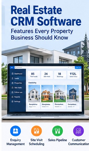 Real estate CRM dashboard showing property leads and sales pipeline
